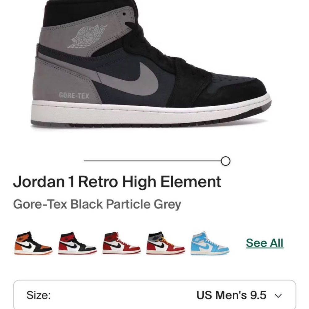 Jordan 1 High Element Black and Gray Sneakers